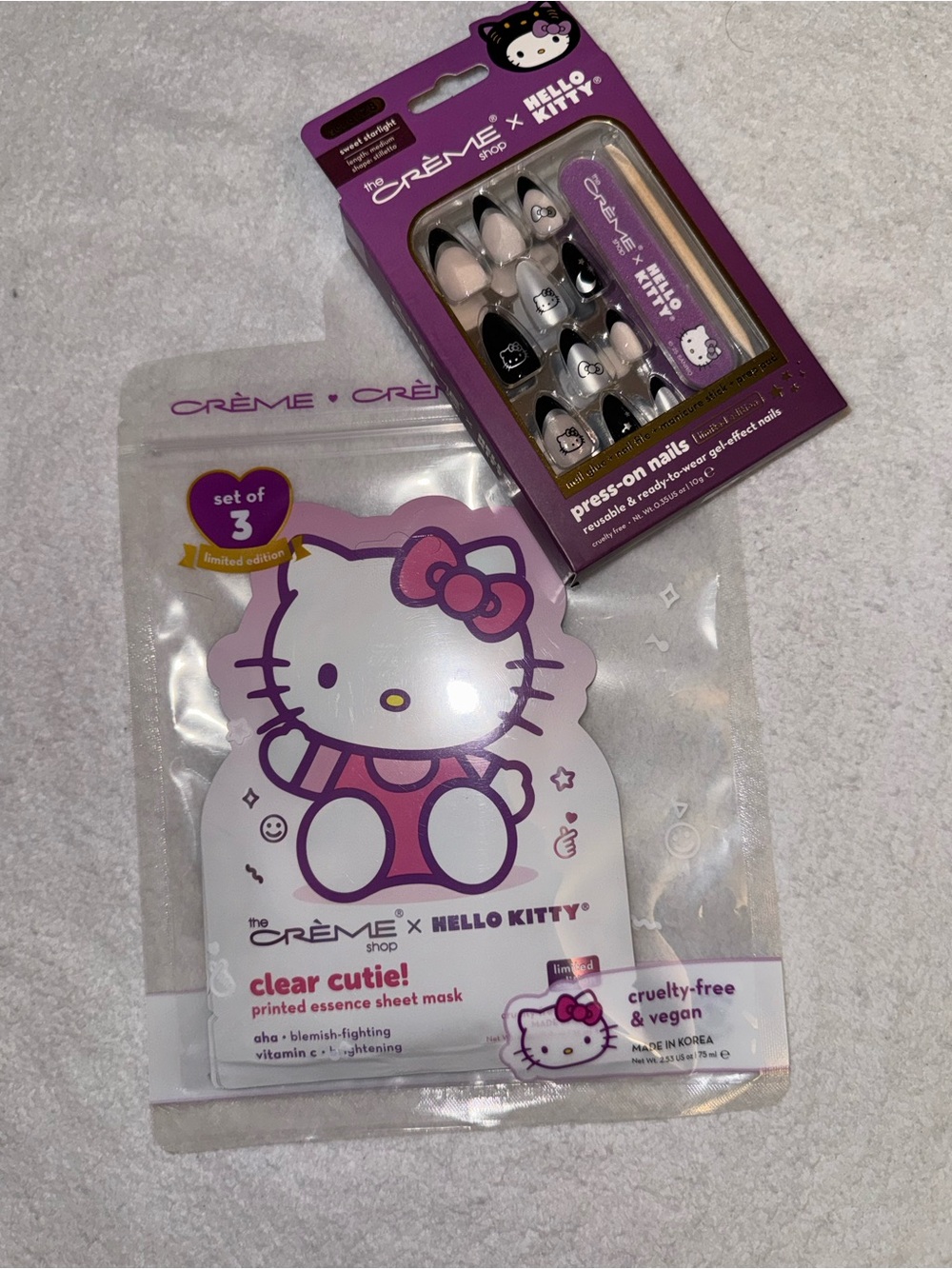 Hello Kitty Purple and Pink Press-On Nail Set with Nail File